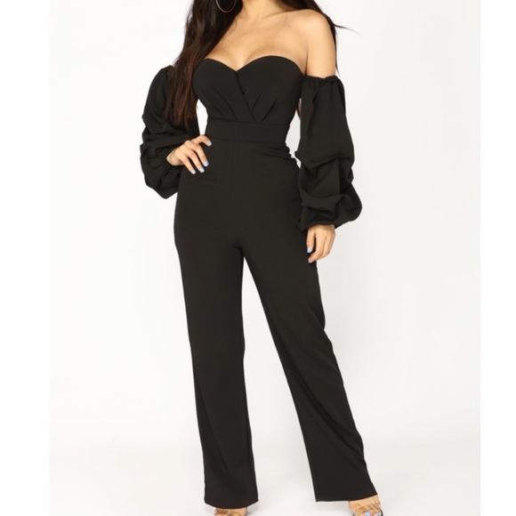 Fashionova Ryana Off Shoulder Jumpsuit - Black - Picture 1 of 6